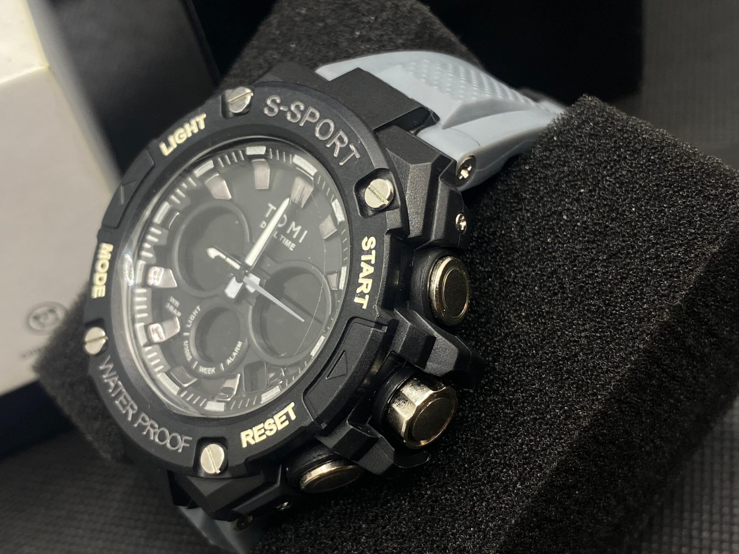 TOMI T-229 Dual Time Sports Watch (Grey & Black)