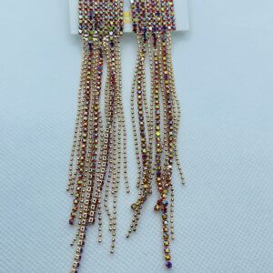 Prom Earrings 2026, Bridal Dangle Earrings, Waterfall Earrings, Multi-color Rhinestones, Gold Tassel Dangles, Pageant Jewelry, Party Wear Accessories.